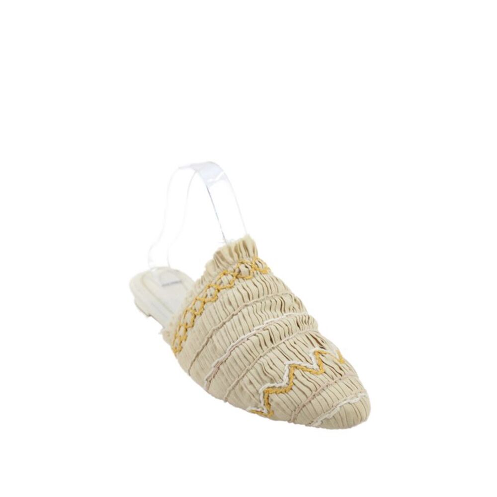 Cris Barros Womens Pointed Toe Slide On Mules Flats White Size 37 7